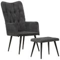 vidaXL Kreslo wingback s podnožkou čierne vintage plátno