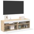 vidaXL TV skrinky s LED svetlami 2 ks biele a dub sonoma 60x35x40 cm