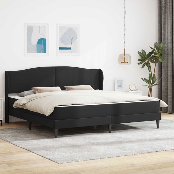vidaXL Rám postele s čelnou doskou Čierna 180 x 200 cm Umelá koža
