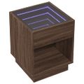 vidaXL Konferenčný stolík s nekonečnými LED hnedý dub 40x40x50 cm