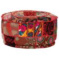 vidaXL Patchwork taburetka z bavlny okrúhla 40x20 cm červená