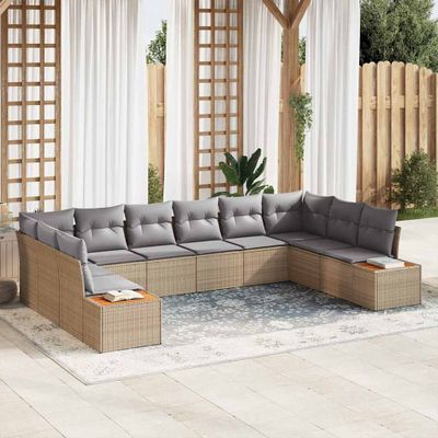 vidaXL Súprava záhradných pohoviek 10 pcs Beige a svetlo šedá