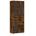 vidaXL Vysoká skrinka dymový dub 69,5x34x180 cm spracované drevo