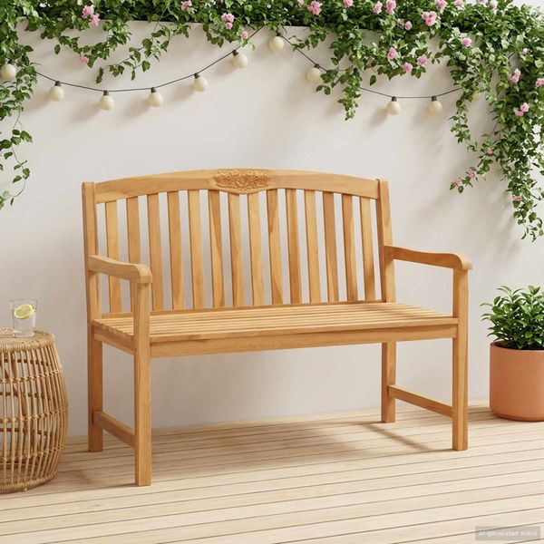 vidaXL Ručne vyrezávaná ružová lavička 114 x 60,5 x 95 cm Prírodná