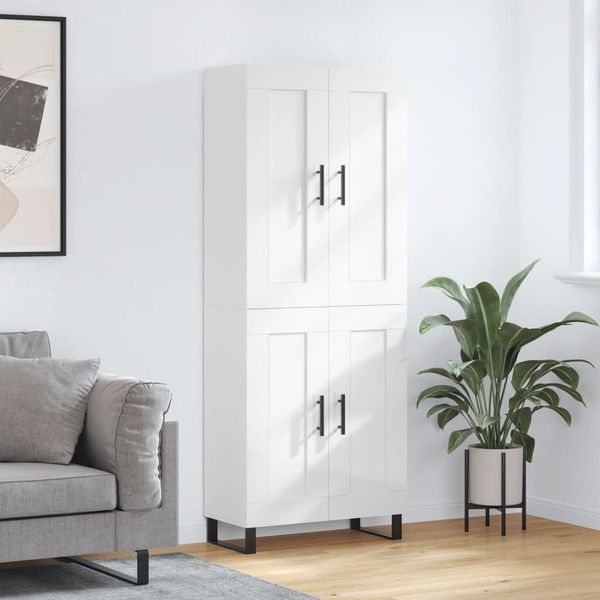vidaXL Vysoká skrinka lesklá biela 69,5x34x180 cm spracované drevo