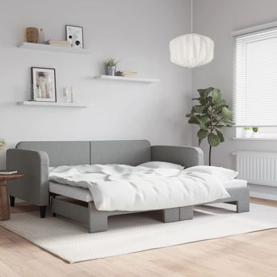 vidaXL Denná posteľ s rozkladacou posteľou bledosivá 100x190 cm látka