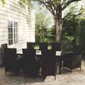 vidaXL 9-dielny vonkajší jedálenský set so sedákmi polyratanový čierny