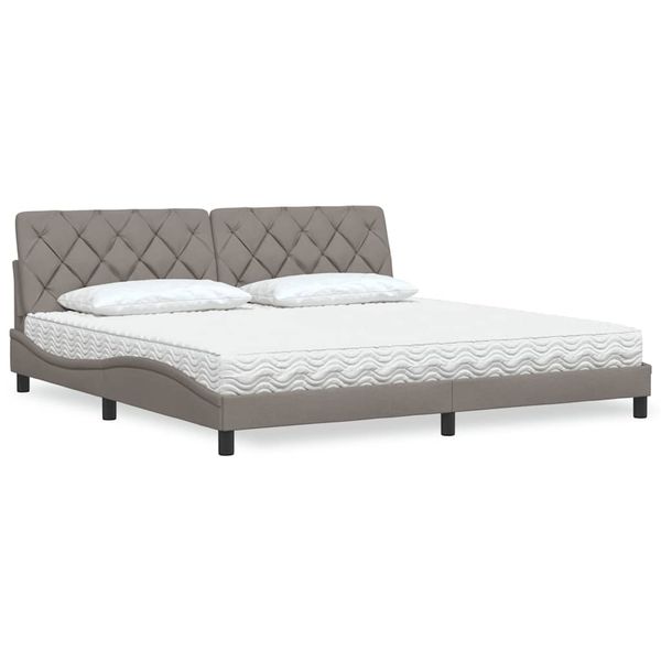 vidaXL Posteľ s matracom sivohnedá 200x200 cm látka