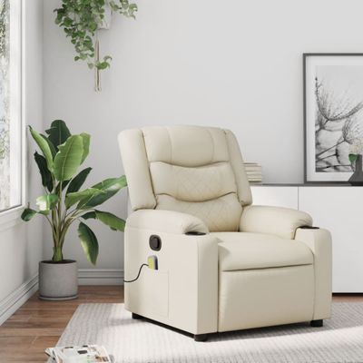 vidaXL Masážne kreslo s polohovacím mechanizmom, krémové, umelá koža