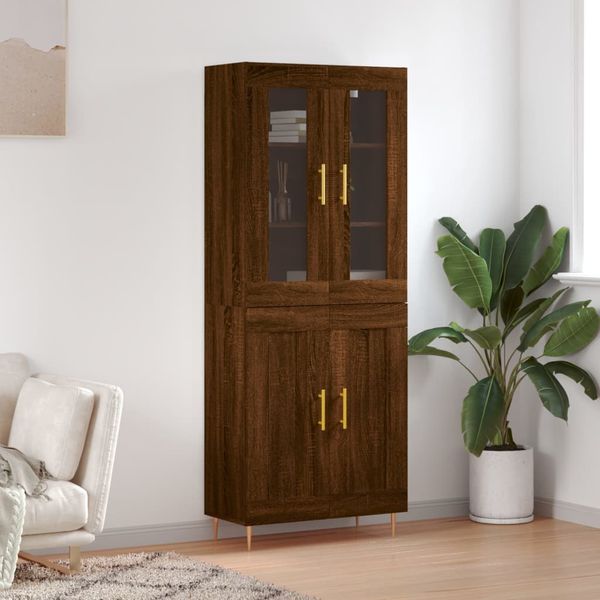 vidaXL Vysoká skrinka hnedý dub 69,5x34x180 cm spracované drevo
