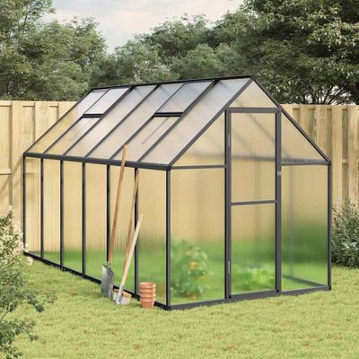 vidaXL Skleník s podkladovým rámom antracitový 334x169x195 cm hliník
