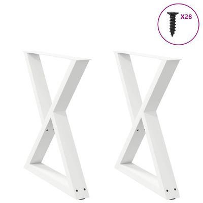 vidaXL Nohy k jedálenskému stolu 2 ks biele 80x(72-73,3) cm oceľové