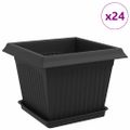 vidaXL Kvetináče 24 ks Čierna Plast
