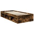 vidaXL Rám postele Dymová dub 90 x 200 cm Masívne borovicové drevo