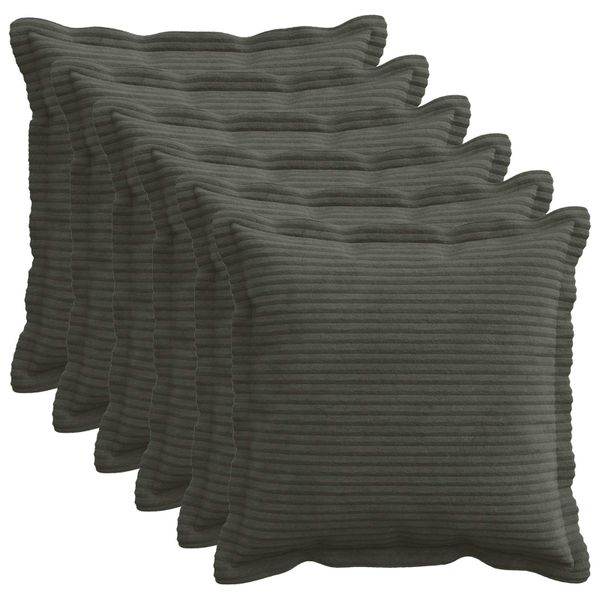 vidaXL Poťah na podložku 6 ks HOUTEN Antracitová 40 x 40 cm manšestr