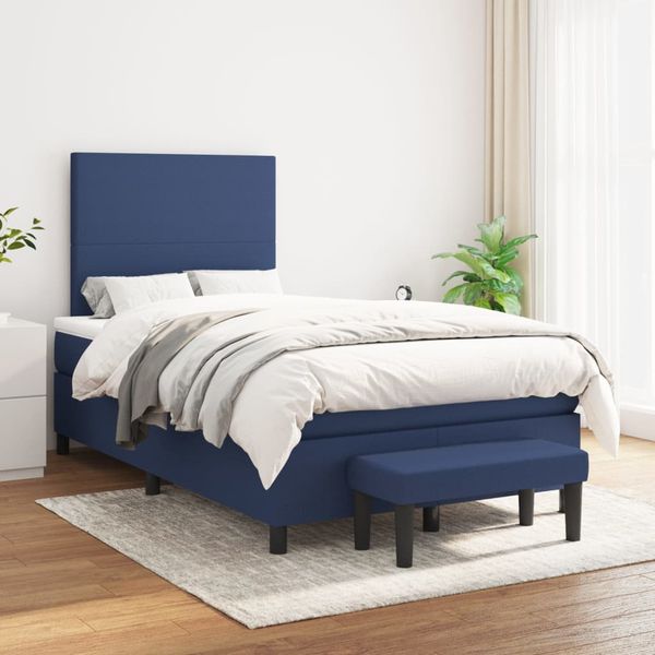 vidaXL Boxspring posteľ s matracom modrá 120x200 cm látka