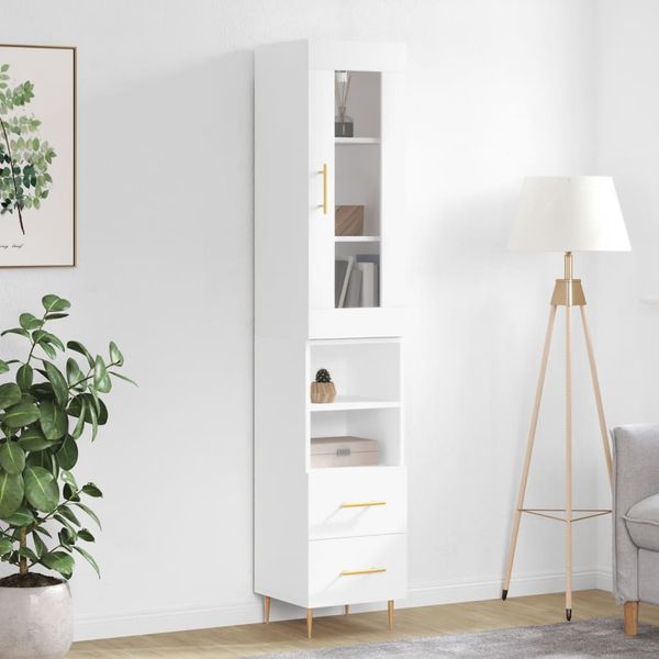 vidaXL Vysoká skrinka biela 34,5x34x180 cm spracované drevo