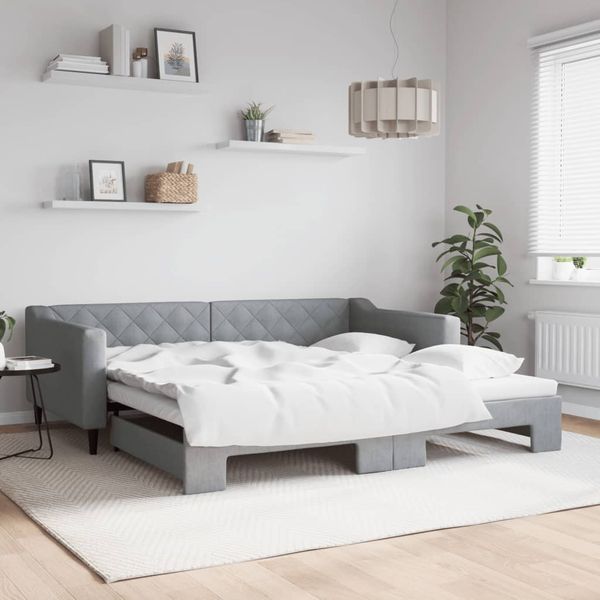 vidaXL Denná posteľ s rozkladacou posteľou bledosivá 100x200 cm látka