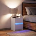 vidaXL Nočný stolík s LED svetlami biely kompozitné drevo