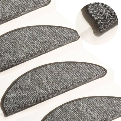 vidaXL Kobercové nášľapy na schody 15 ks antracitové 56x17x3 cm