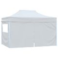 vidaXL Skladací párty stan so 4 stenami 3x4,5 m, biely