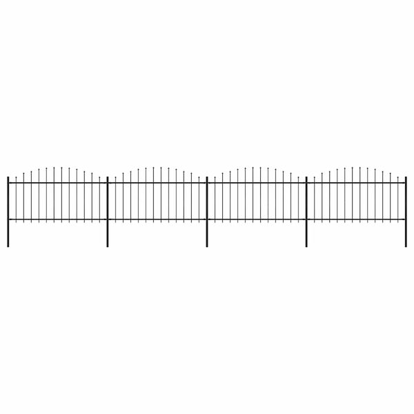 vidaXL Záhradný plot s vrchnou časťou z ocele 714,5x150 cm čierny