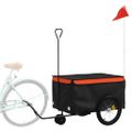 vidaXL Vozík za bicykel, čierno oranžový 30 kg, železo