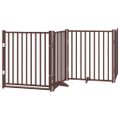 vidaXL Brána pre psa s dvere sklad. 12pan. hnedá 960 cm topoľové drevo