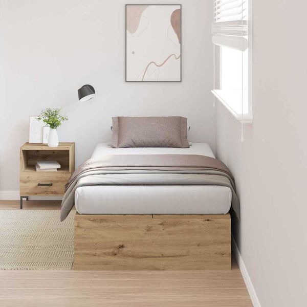 vidaXL Rám postele s úložným prostorem Remeselný dub 100 x 200 cm