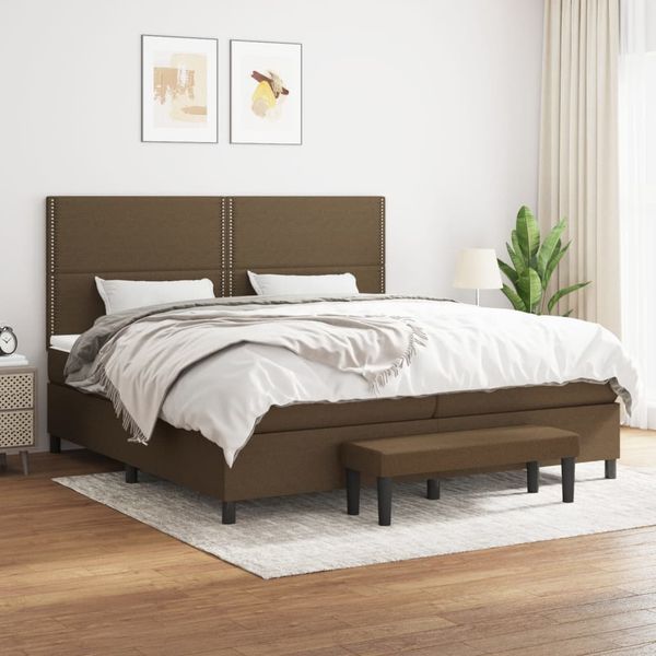 vidaXL Boxspring posteľ s matracom tmavohnedá 200x200 cm látka