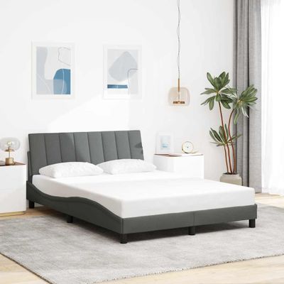 vidaXL Rám postele bez matraca Hanko tmavosivá 140x200 cm látka