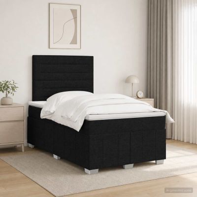 vidaXL LED boxspring posteľ s matracom Čierna 120 x 190 cm Látka