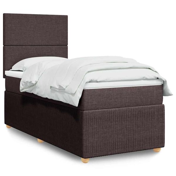 vidaXL Posteľný rám boxsping s matracom hnedý 80x200 cm látka
