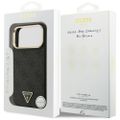 Puzdro Guess Magsafe 4G PU Leather s trojuholníkovým logom a zlatým kovovým rámom fotoaparátu pre iPhone 17 Pro Max hnedé