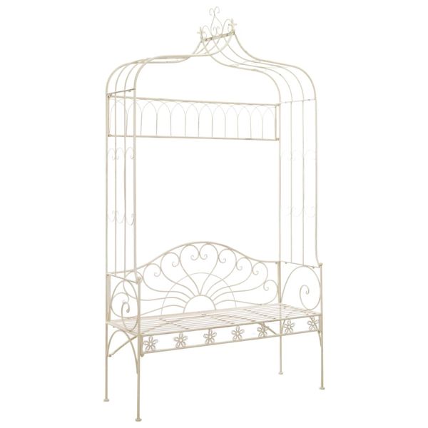 vidaXL Záhradná lavička 122 cm, železo, starožitná, biela
