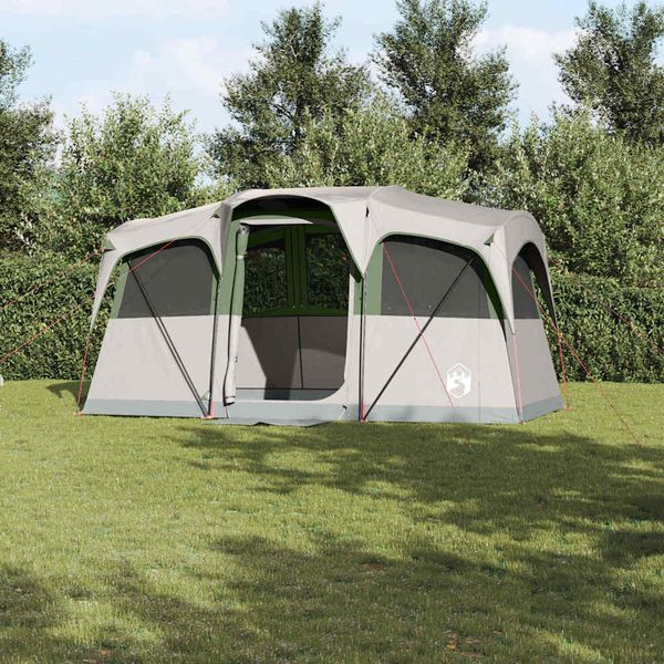 vidaXL Rodinný stan Biela a zelená 435 x 255 x 216 cm Polyester a oceľ