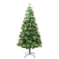 vidaXL Osvetlený vianočný stromček so šiškami, zelený 195 cm, PVC a PE