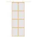 vidaXL Posuvné dvere zlaté 76x205 cm matné ESG sklo a hliník