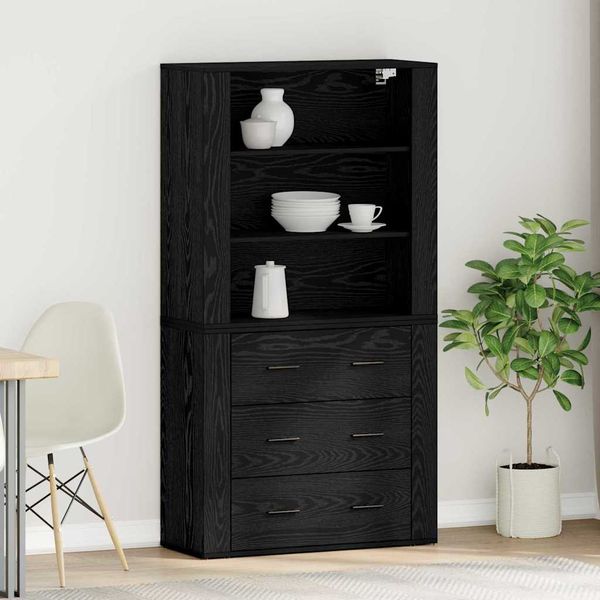 vidaXL Highboard Čierny dub 80 x 33 x 150 cm Kompozitné drevo
