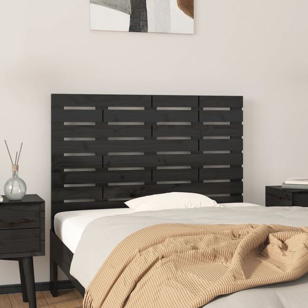 vidaXL Nástenné čelo postele čierne 81x3x63 cm masívna borovica