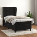 vidaXL Posteľný rám boxspring s matracom čierny 90x190 cm zamat