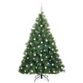 vidaXL Umelý vianočný stromček s 300 LED-i Zelená 180 cm PE a PVC