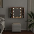 vidaXL Zrkadlová skrinka s LED staré drevo 76x15x55cm kompozitné drevo