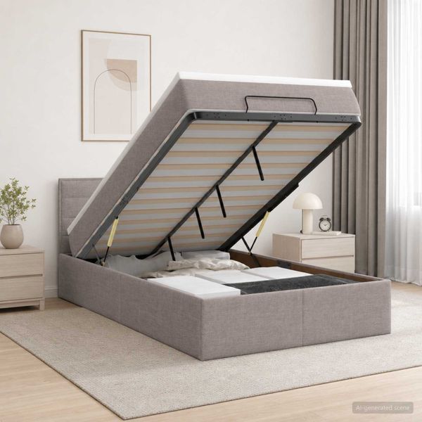 vidaXL Ottoman posteľ s matracom a LED Sivohnedá 120 x 190 cm Látka