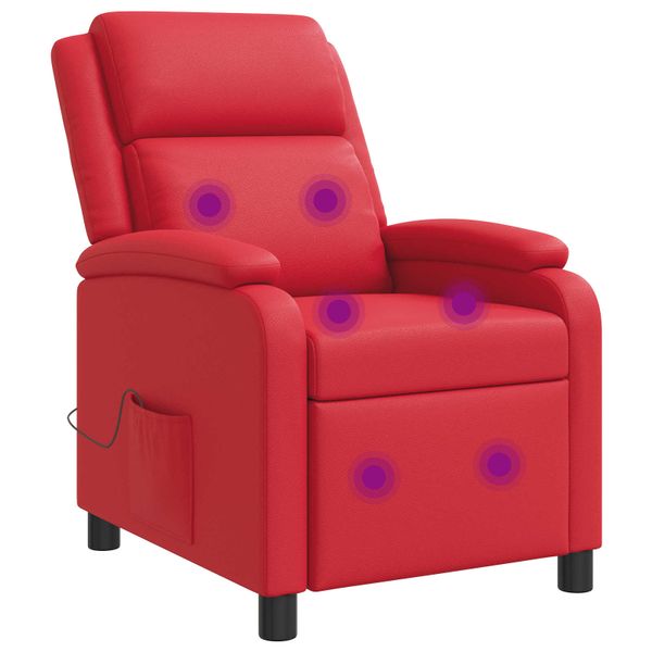 vidaXL Masážne relaxačné kreslo Červená Umelá koža