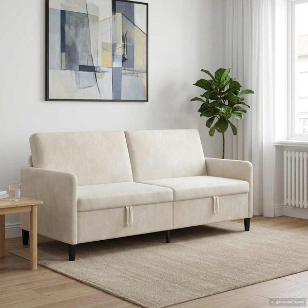 vidaXL Sofa s úložným priestorom Krémová 192 x 78 x 87 cm Polyester
