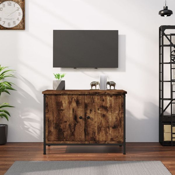 vidaXL TV skrinka s dvierkami dymový dub 60x35x45 cm spracované drevo