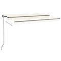 vidaXL Automatická markíza, LED a senzor vetra 400x300 cm, krémová