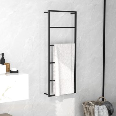 vidaXL Stojan na uteráky čierny 45x10x115 cm oceľ