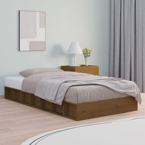 vidaXL Posteľný rám medový masívne drevo 75x190 cm malé jednolôžko